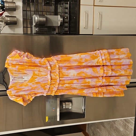 💕CURRENT AIR💕 Ruffle Sleeve V-Neck Elastic Waist Dress Floral Print Large NWT - Picture 11 of 16